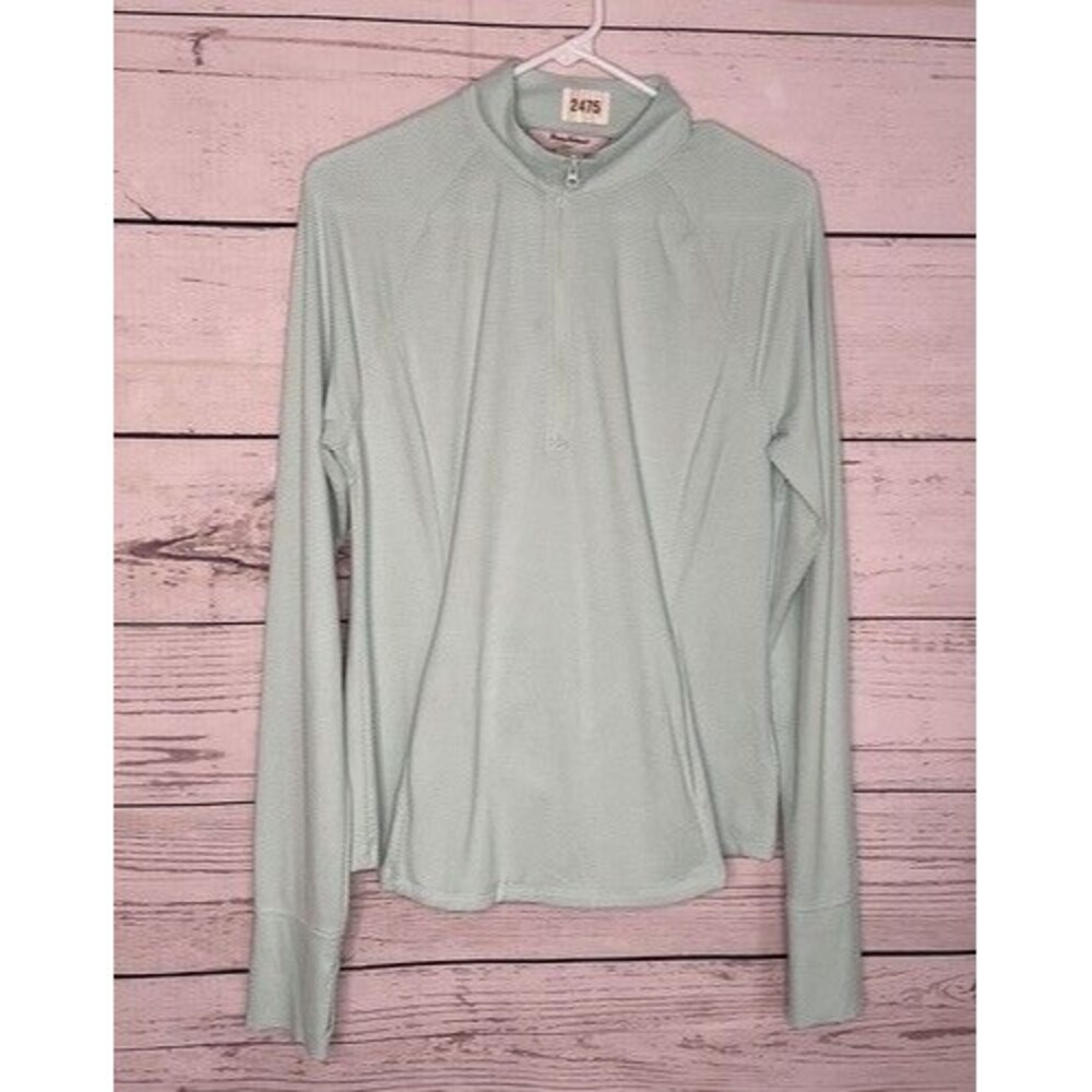 NWOT Tommy Bahama Pique Knit Long Sleeve1/2 Zip Golf T- Shirt Women Size L Green
